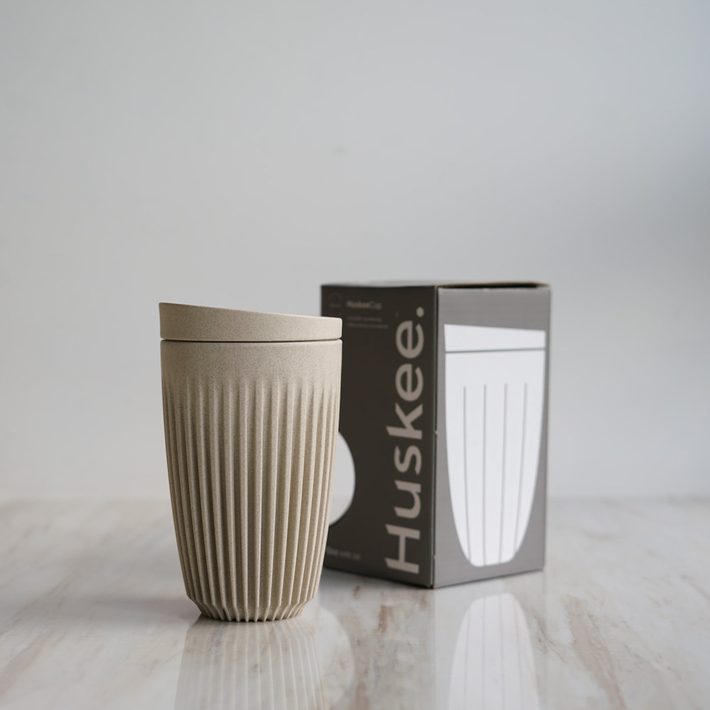 Huskee Cup - Natural with lid 12oz